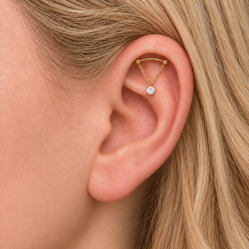 Hidden helix piercing jewelry placement