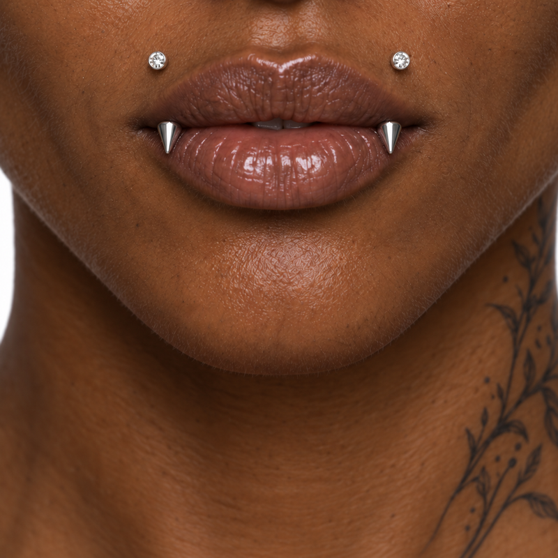 Angel bites piercing jewelry placement
