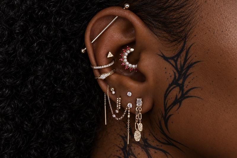 Ear piercing jewelry placement