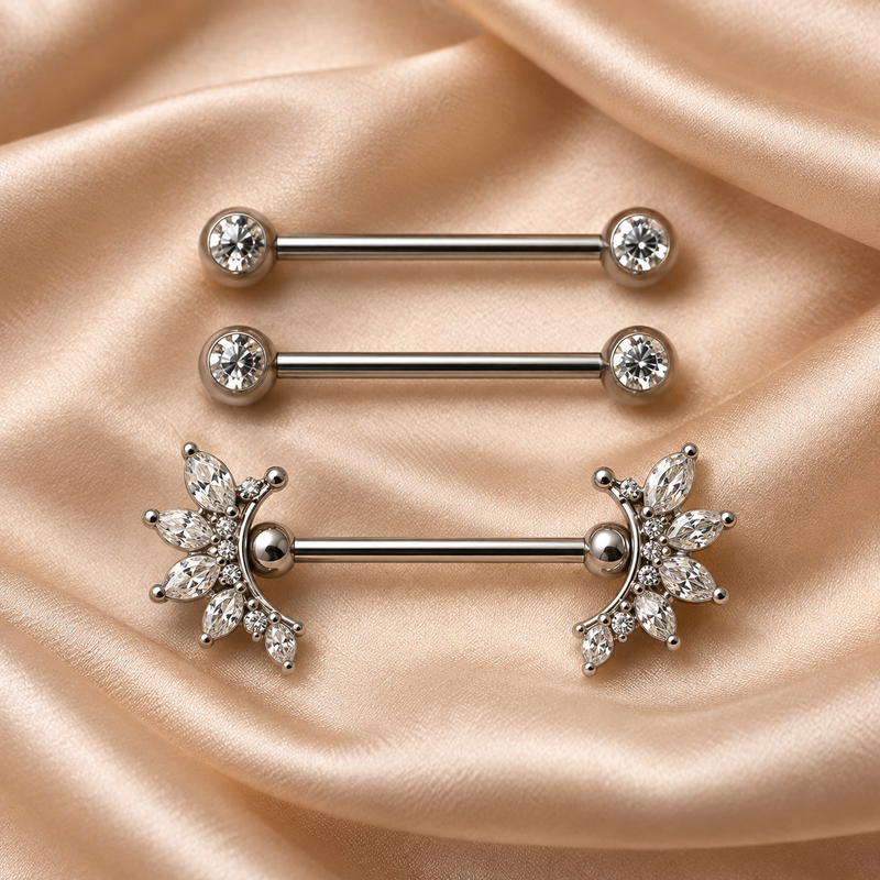 Horizontal Nipple piercing jewelry placement guide