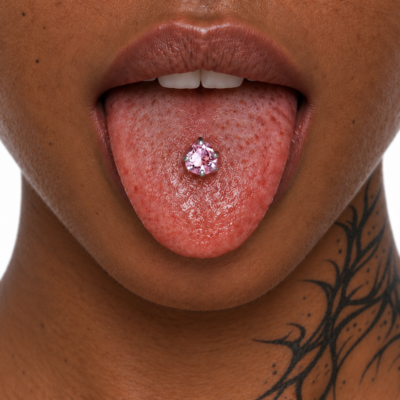 Midline tongue piercing placement