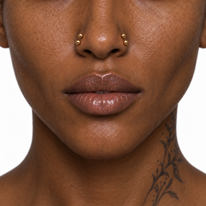 Nasallang piercing jewelry placement