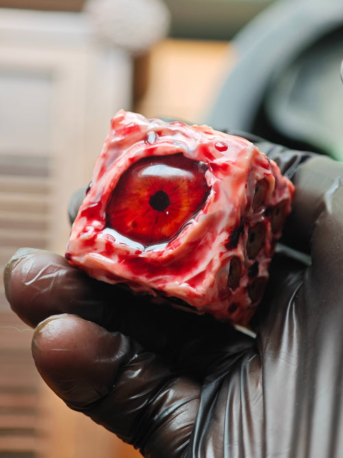 Handmade 30mm Bloody Eyeball D6 Dice | Horror Flesh & Blood Curio | RPG Oddity Collection - Crux Jewelry product image 1