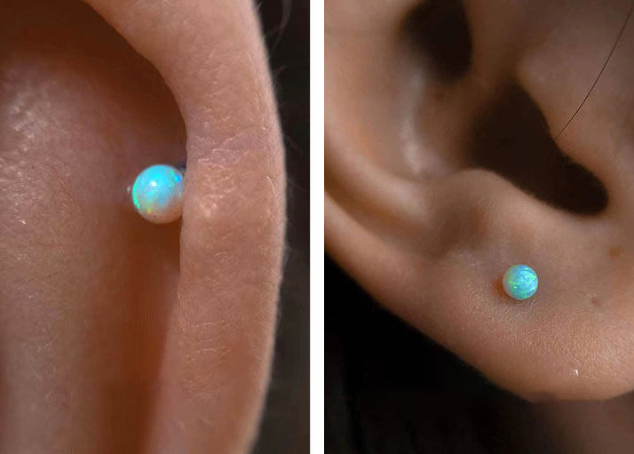 Nebula Opal Titan-Ohrstecker mit Innengewinde 