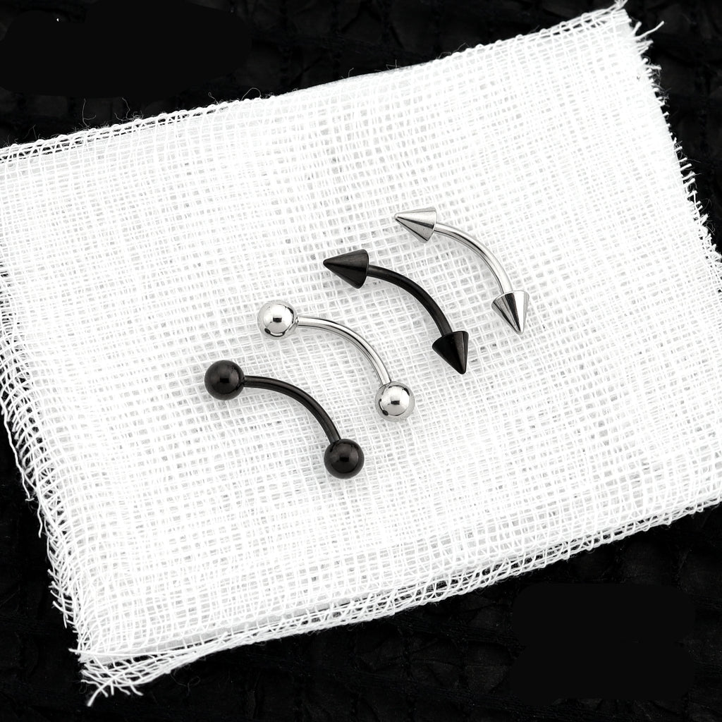 Basic Spike Augenbrauen-Barbell aus Edelstahl mit Außengewinde und Spike-Außengewinde 