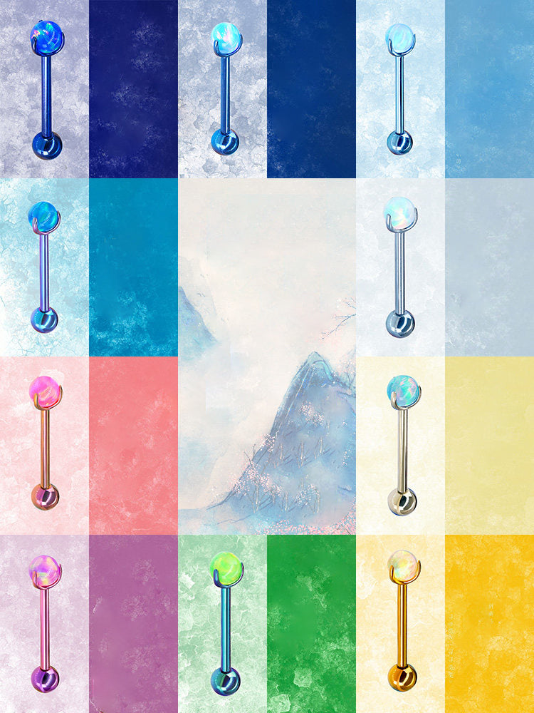 F136 Titanium Aurora Jelly 5mm Opal Straight Barbell - Sparkling Nipple, Tongue &... - Crux Jewelry product image 1