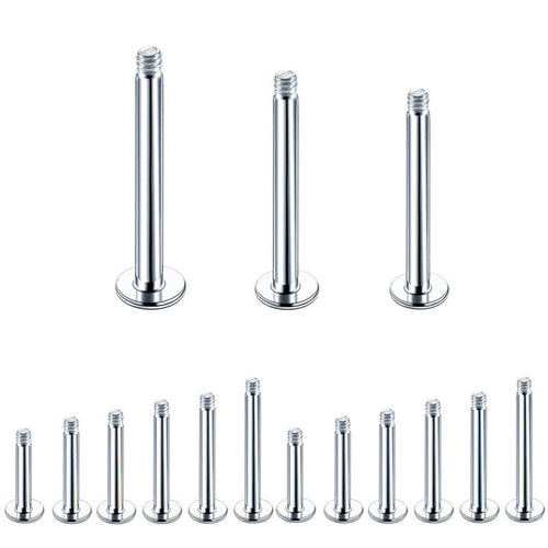 16G 18G Titanium Externally Threaded Replacement Bar | Flat Back Labret Post for Lip & Cartilage