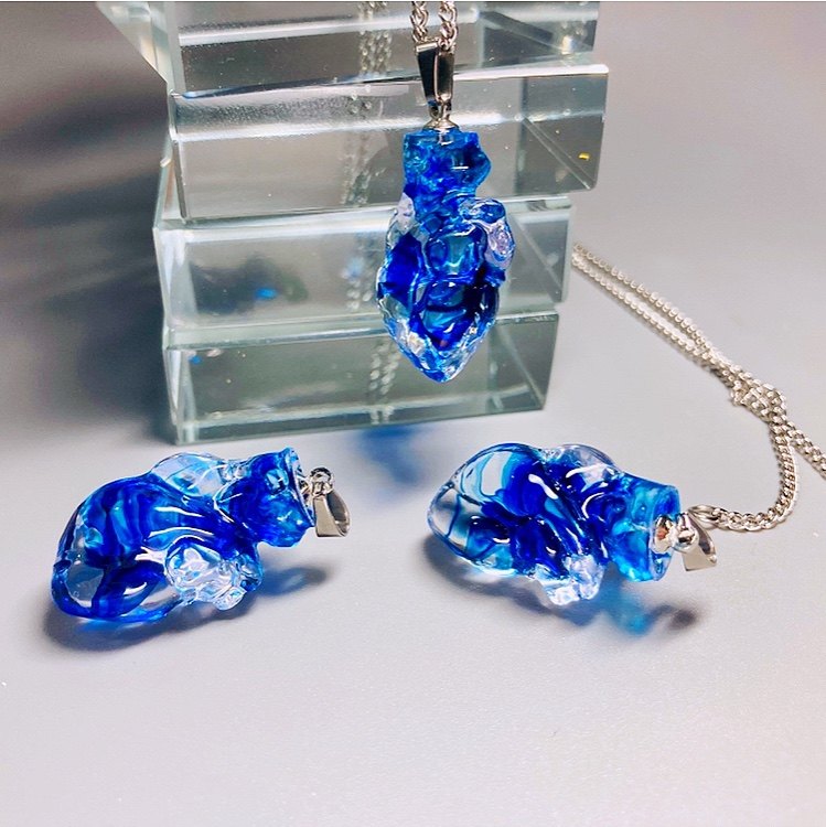 "Frozen Soul" Translucent Blue Heart Necklace - Ice Resin Pendant