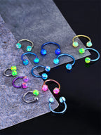 Ohrstecker aus Titan mit Innengewinde und Aurora-Borealis-Opal 