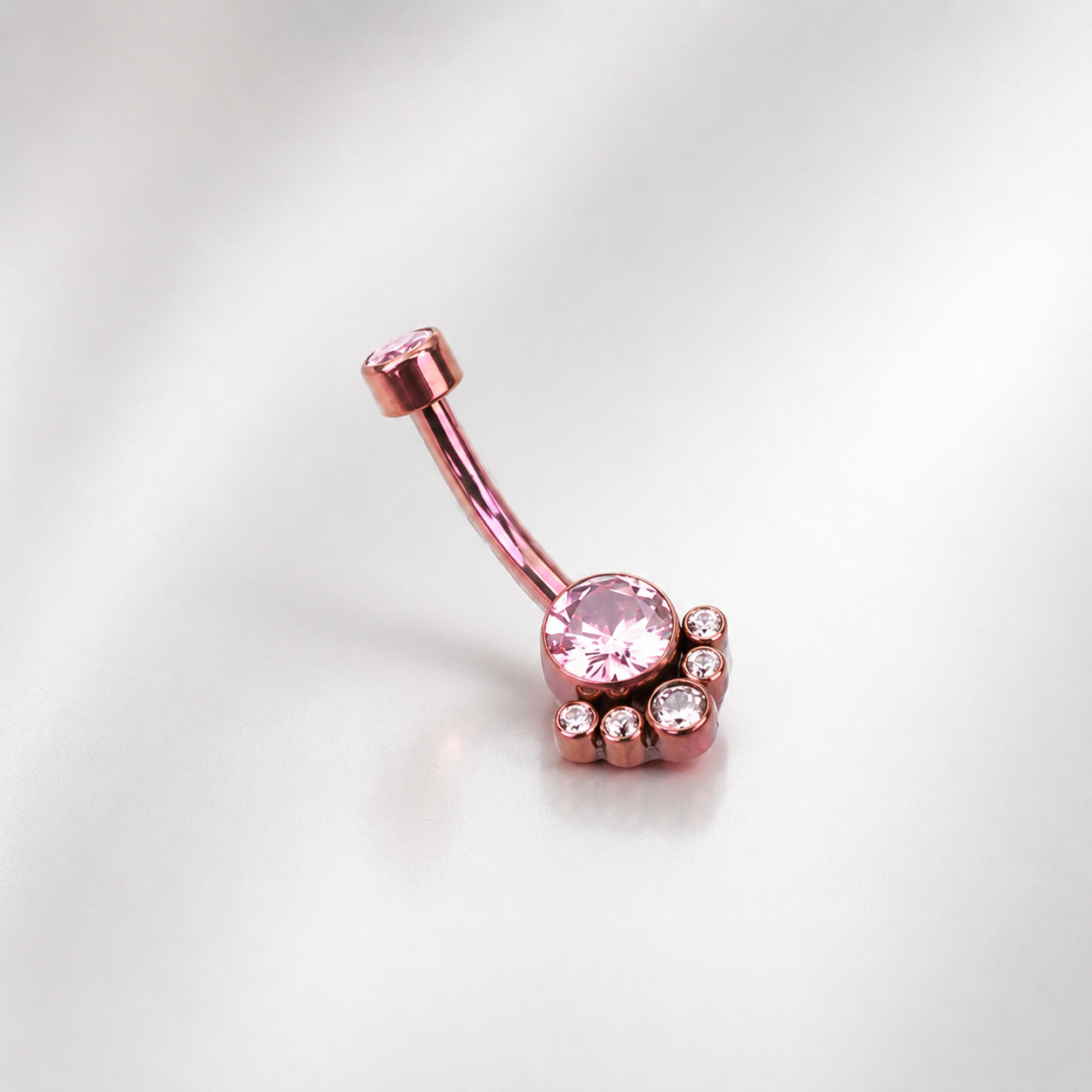 Rainbow CZ Cat Paw Titanium Navel Ring