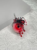 Red Tentacle Heart Layered Necklace - Silver Spider & Cross Charms