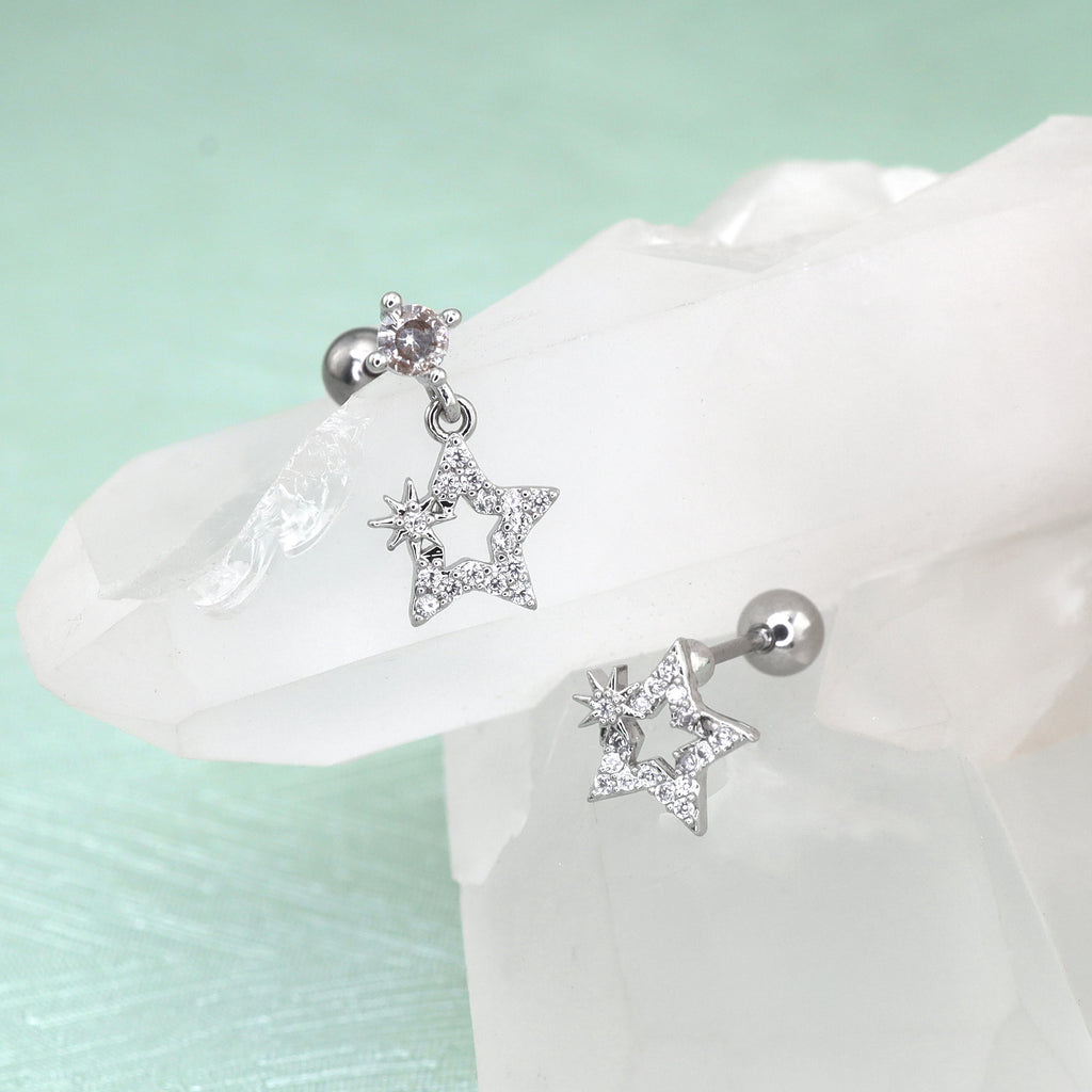 Clous d'oreilles fins 20G avec mini CZSta 