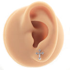 Vintage CZ Cross Stud | Edgy Y2K Cartilage Piercing Earring