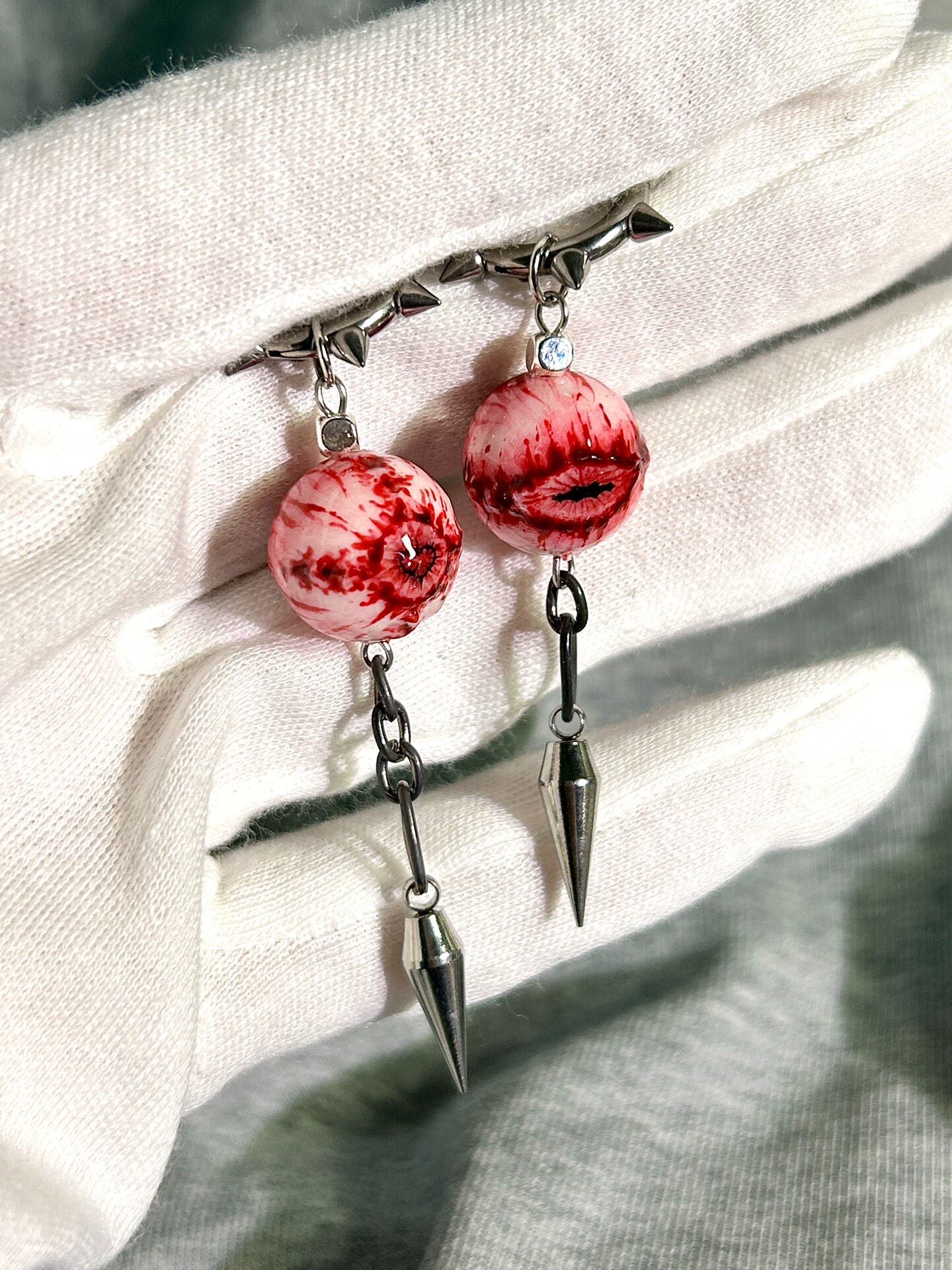 Flesh and Blood | Macabre Body Horror Spike Drop Earrings