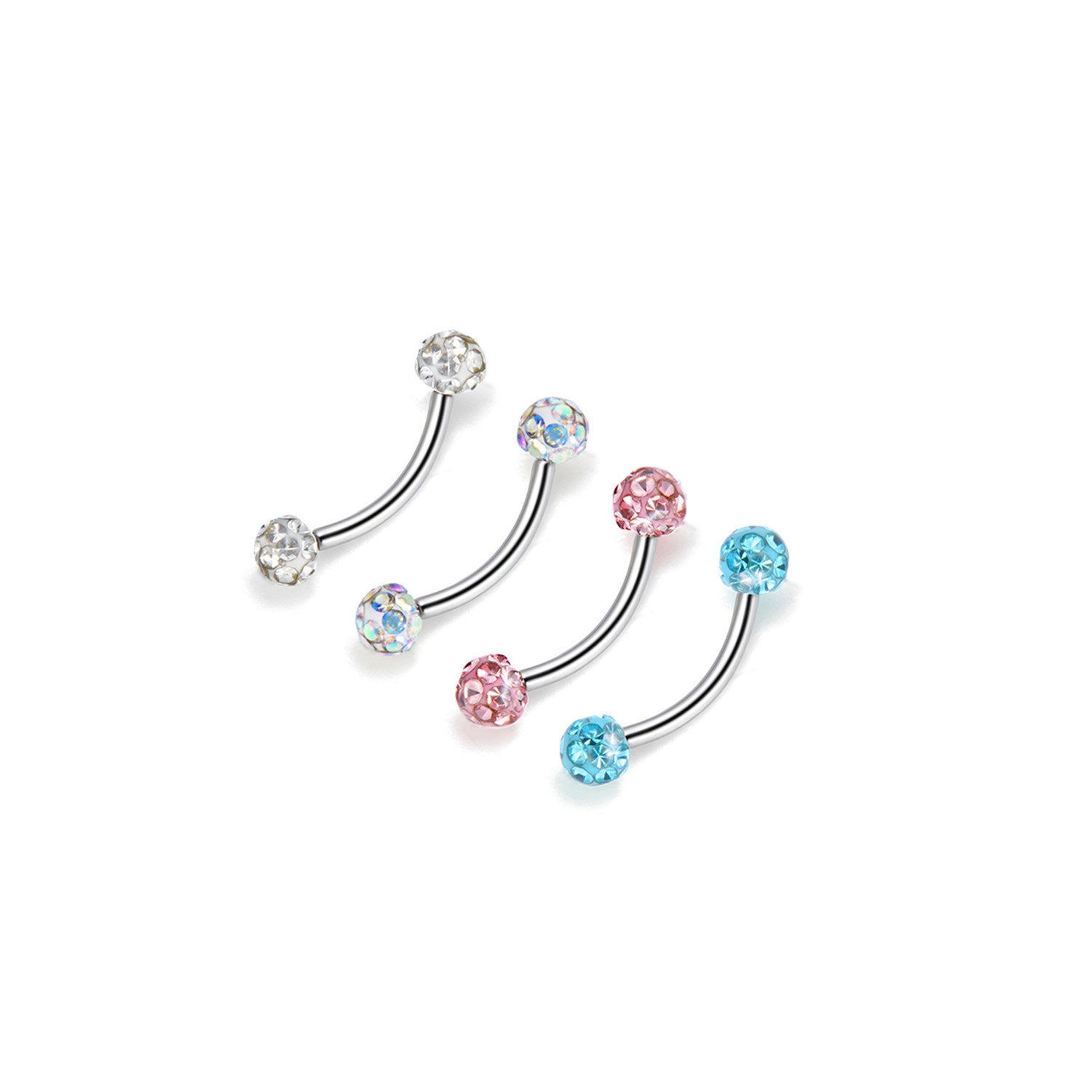 16G Vollzirkus-Augenbrauenstecker aus Edelstahl mit Außengewinde, Außengewinde 