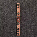 Gothic Black Leather Dragon Eye Bracelet - Large Spiked Demon Cuff - Dark Metal Chain Wristband