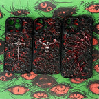 "Gothic Relics" 3D Embossed Phone Case | Bloody Cross, Fallen Angel & Spine Ribcage Art