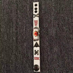 White Leather Stitched Evil Eye Bracelet - Medical Horror Aesthetic Cuff - Voodoo Doll Style Wristband