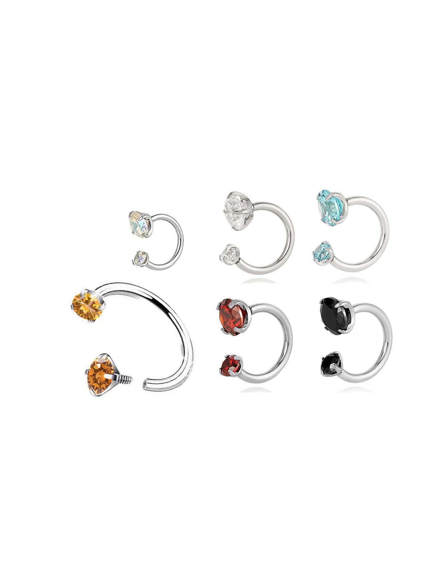 Bague en titane à fer à cheval asymétrique en zircon cubique brillant 