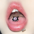 Ohr-/Zungen-/Lippenring aus Edelstahl mit Totenkopf-Motiv in Ölfleck-Optik