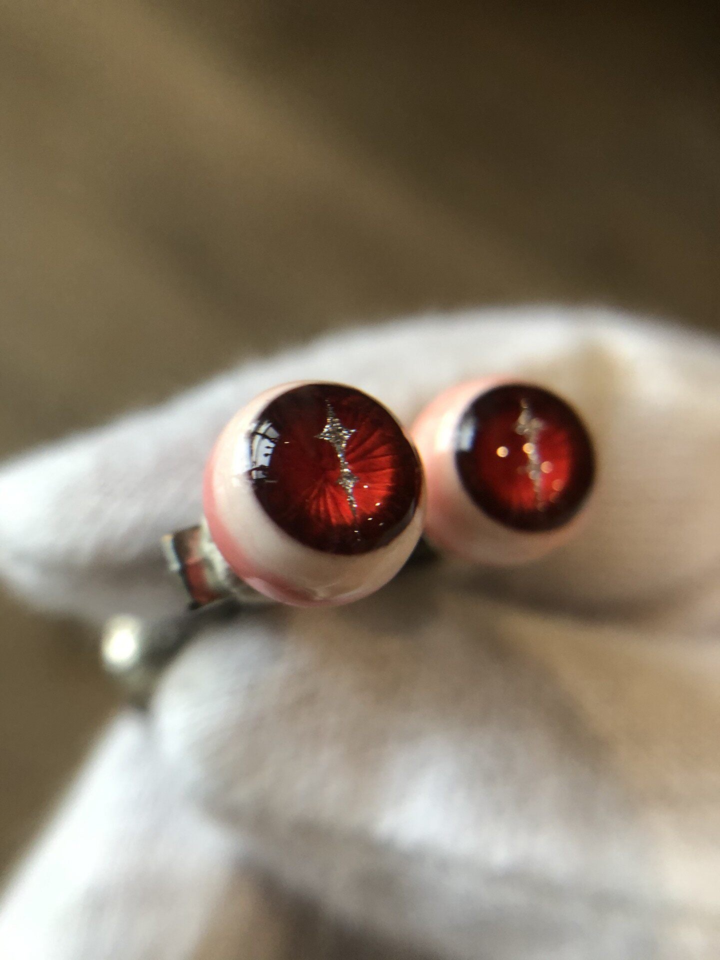 Gaze of the Blood Star | Titanium Crimson Starburst Eyeball Stud