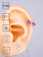 Ohrstecker aus Titan mit Innengewinde und Aurora-Borealis-Opal 