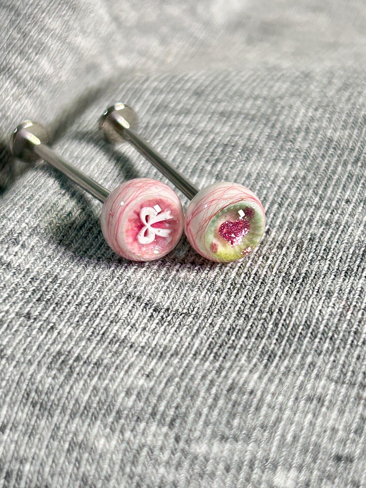 Handcrafted Titanium Dark Coquette Eyeball Piercing | Pastel Goth Labret Stud