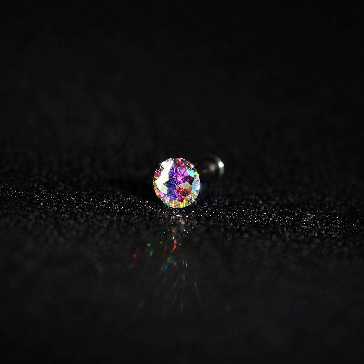 Mystic Rainbow Moissanite Flat Back Stud - product image 3
