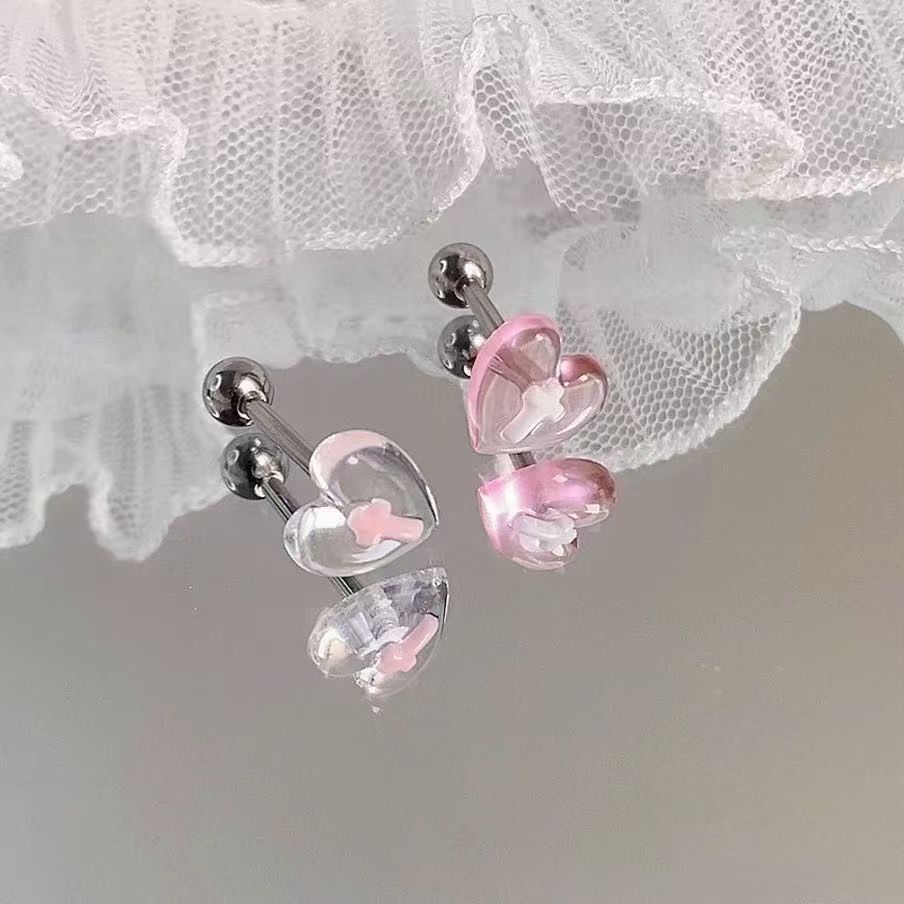 CRUX – Zungenpiercing in Herzform aus Edelstahl 