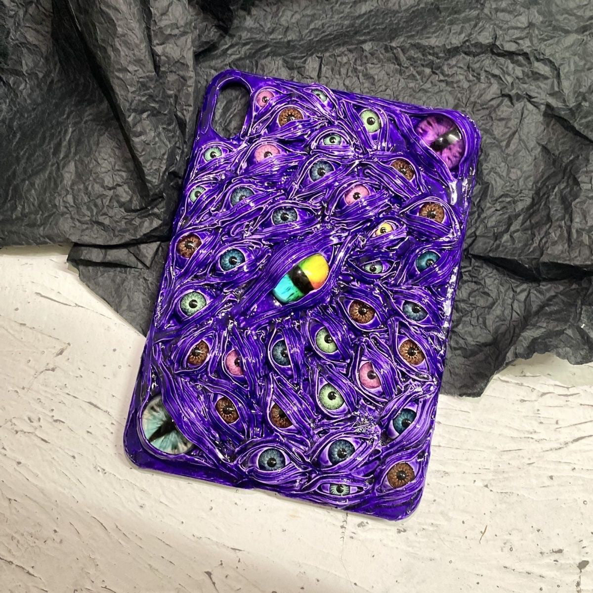 "The Awakening" 3D Giant Monster Eye iPad Case | Premium Textured Demon Skin Cover (Sharingan & Cat Eye)