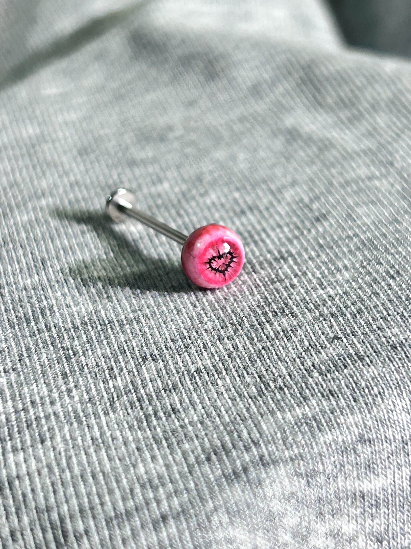 Handcrafted Titanium Spiky Heart Pupil Eyeball Stud