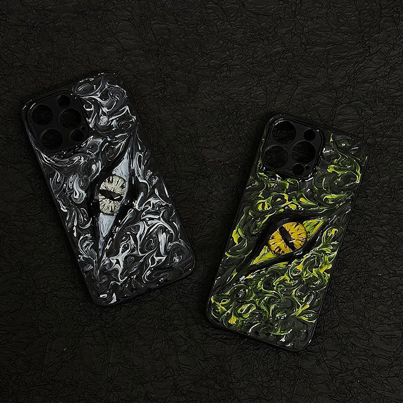 "Elemental Chaos" Marbled Dragon Eye 3D Phone Case | Swirling Texture Resin Cover