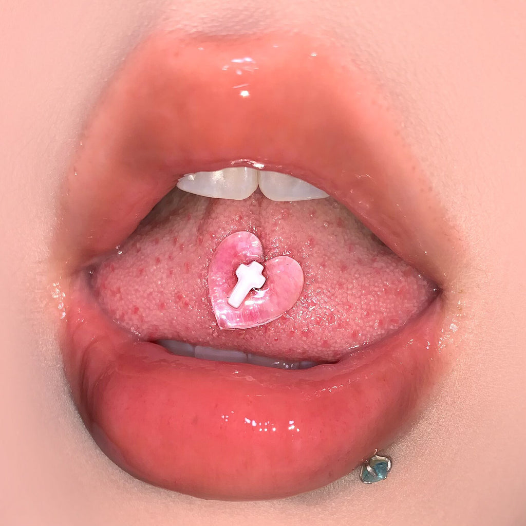CRUX – Zungenpiercing in Herzform aus Edelstahl 