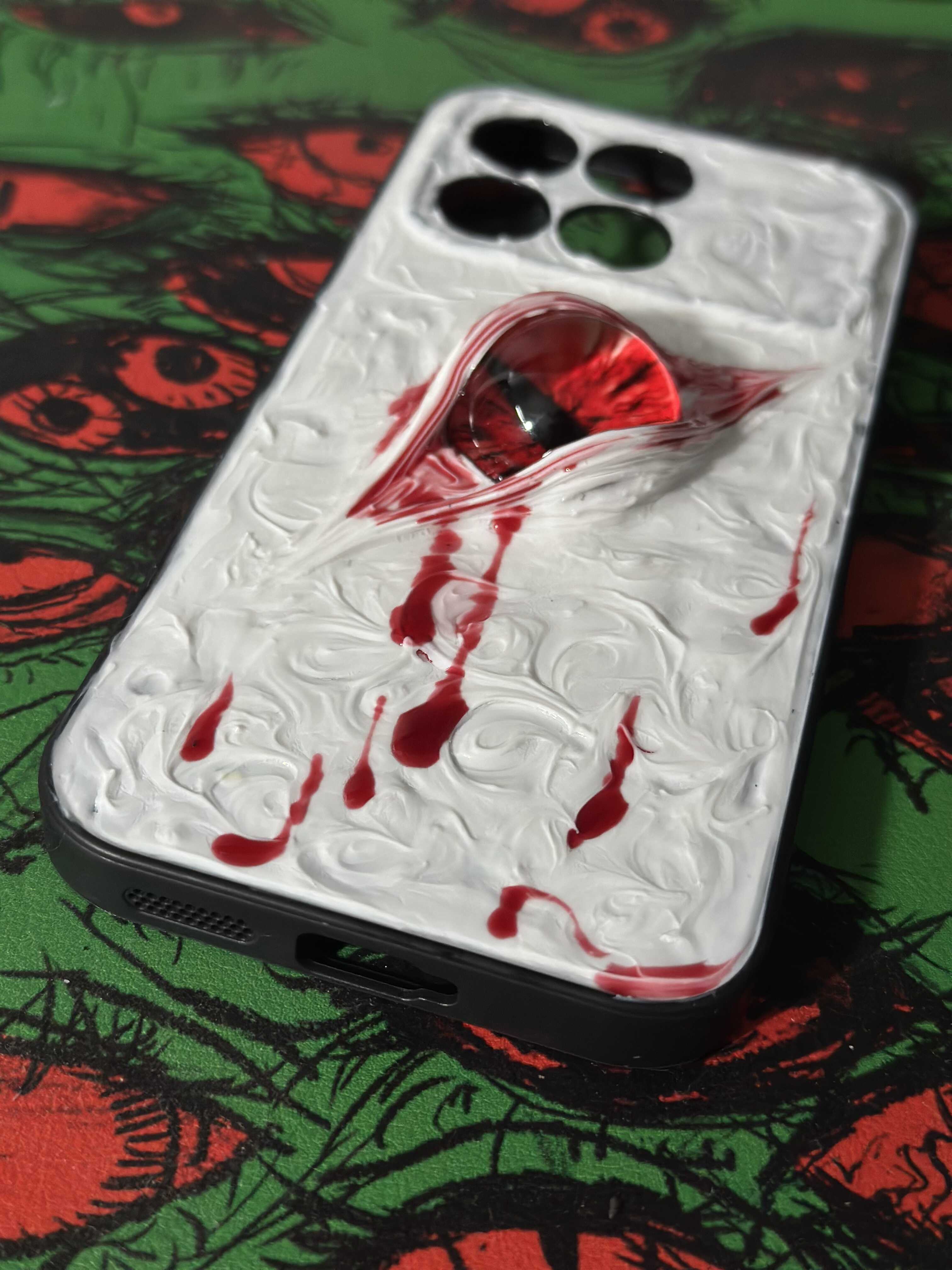 "Blood Tears" Handmade 3D Phone Case | Gothic Horror Weeping Eye Art | Custom Texture Cover