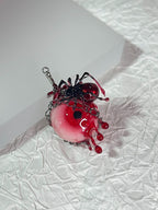 Red Tentacle Heart Layered Necklace - Silver Spider & Cross Charms