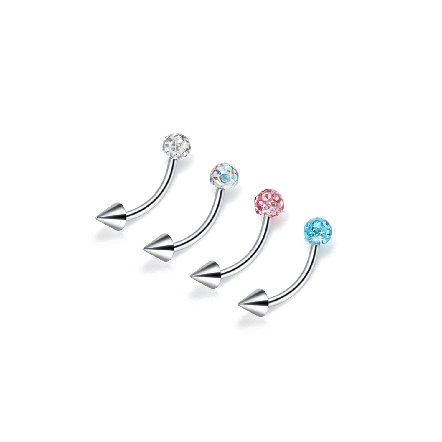 16G Vollzirkus-Augenbrauenstecker aus Edelstahl mit Außengewinde, Außengewinde 