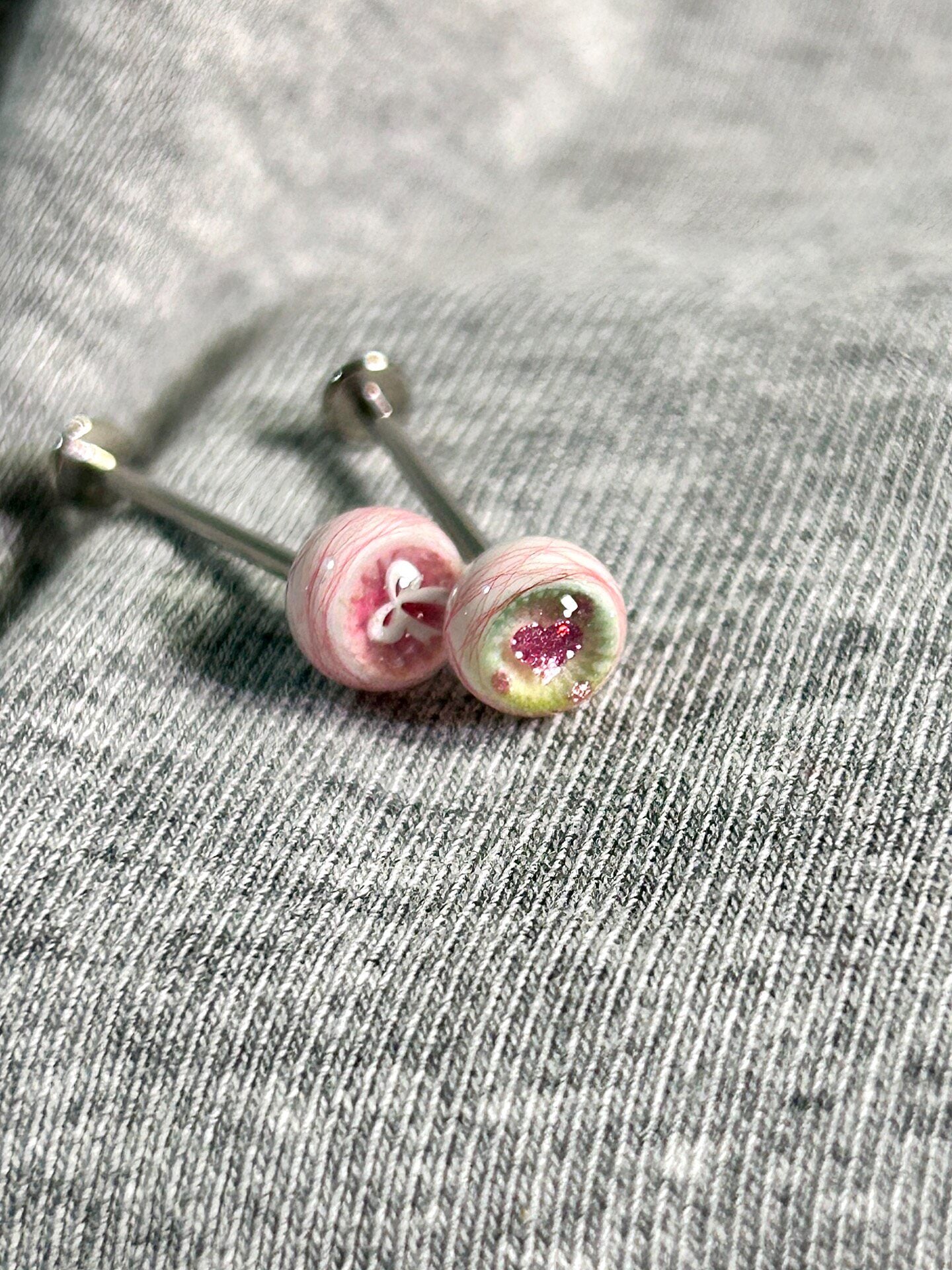 Handcrafted Titanium Dark Coquette Eyeball Piercing | Pastel Goth Labret Stud