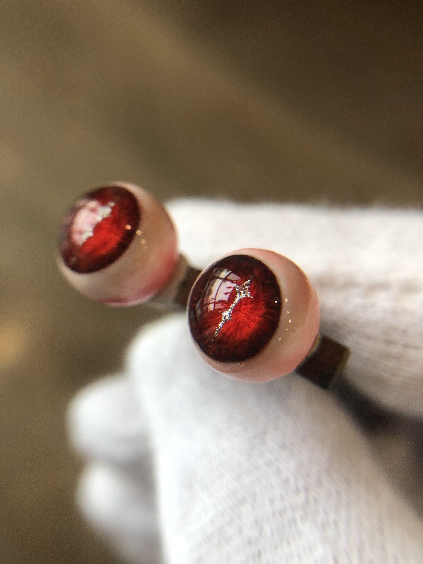 Gaze of the Blood Star | Titanium Crimson Starburst Eyeball Stud