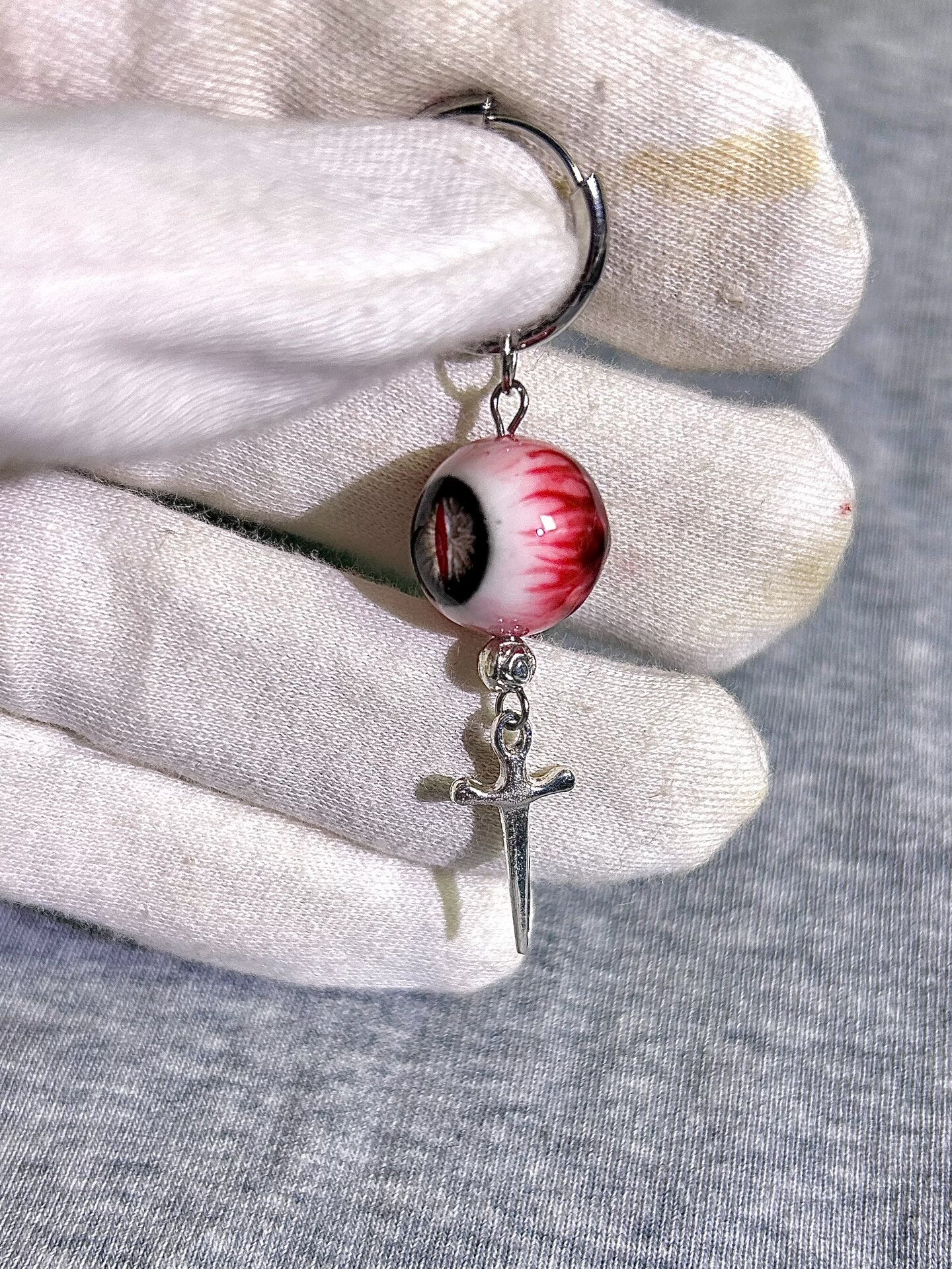 Vampire's Gaze | Gothic Bloodshot Slit Pupil Dagger Earrings