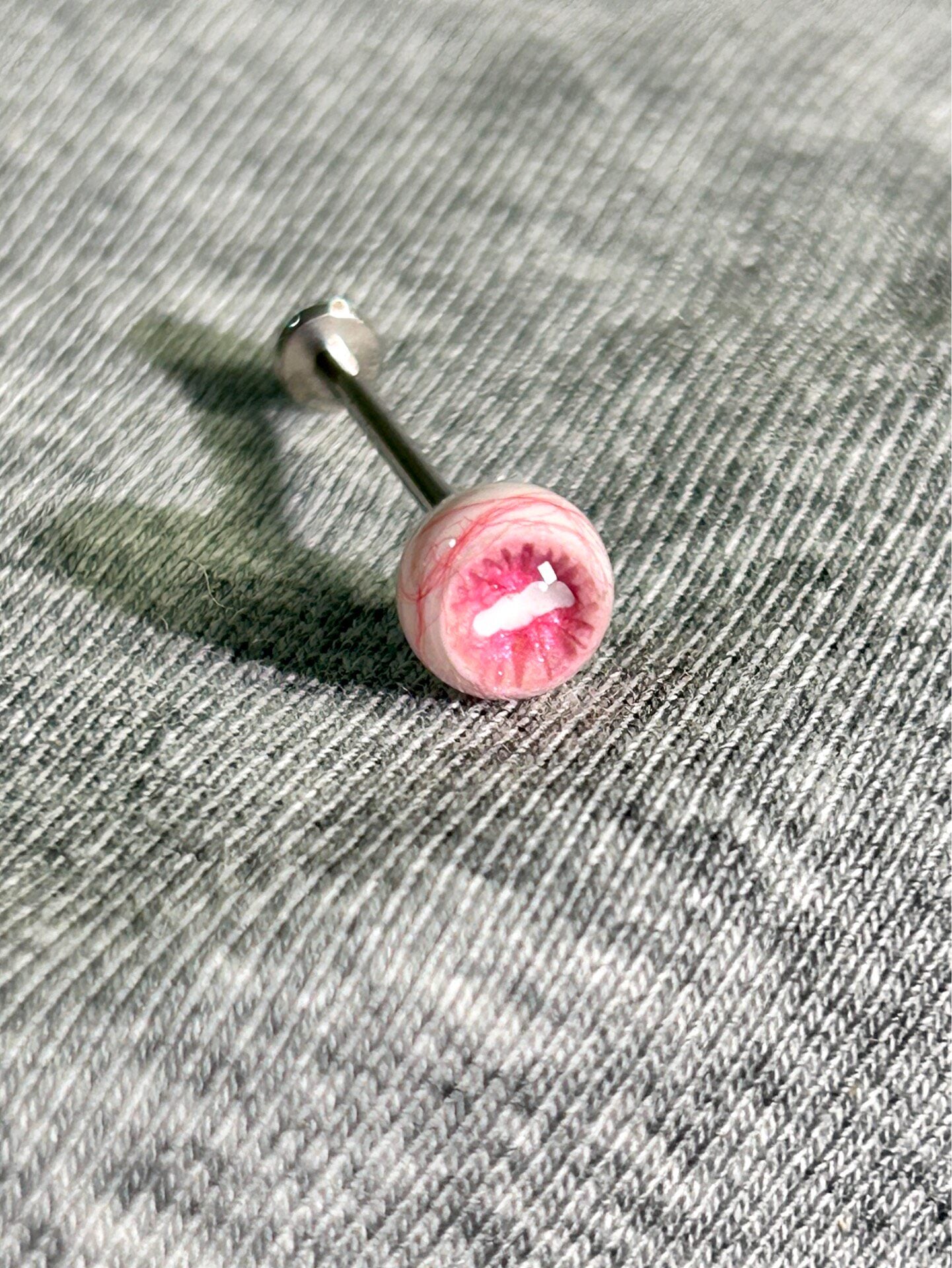 Titanium Horizontal Slit Eyeball Piercing Stud | Goat Eye Labret