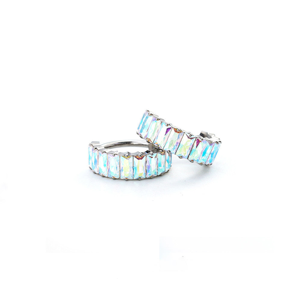 ASTM F136 Titanium Rainbow CZ Septum Clicker - Chunky Icy Cartilage Hoop