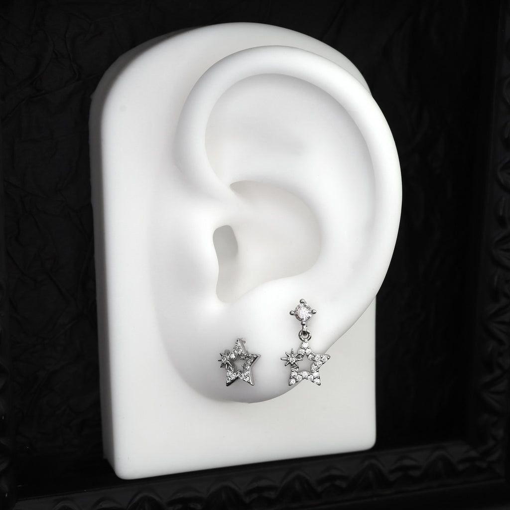 Clous d'oreilles fins 20G avec mini CZSta 