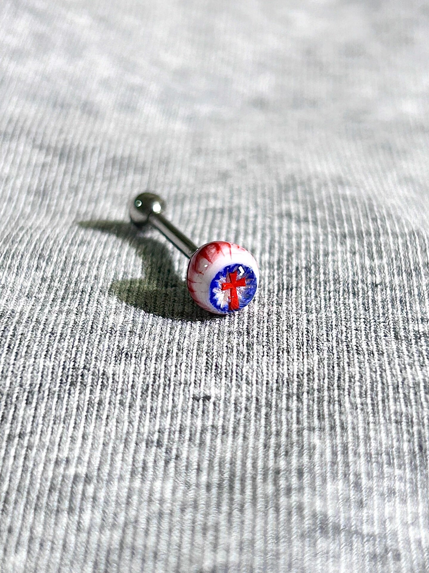 Tears of the Fallen Heretic | Titanium Holy Cross Eyeball Stud