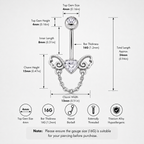 Heart-Shaped CZ Bow Tie Dangle Belly Ring