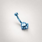 Rainbow CZ Cat Paw Titanium Navel Ring