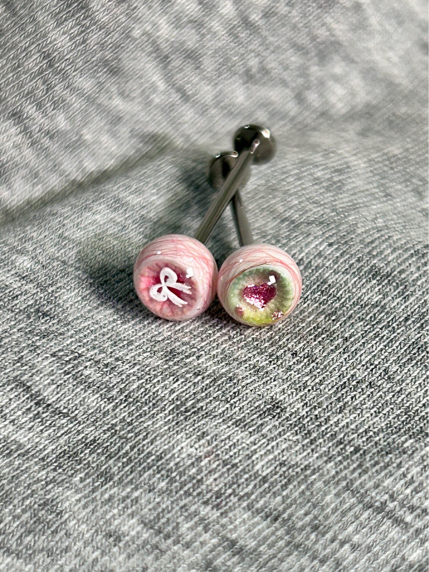 Handcrafted Titanium Dark Coquette Eyeball Piercing | Pastel Goth Labret Stud