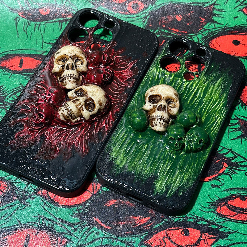 "Eternal Decay" 3D Realistic Skull Phone Case | Handmade Gothic Dripping Texture Art