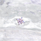 Dainty Pink & Blue Floral Opal Stud - Sweet Implant Grade Titanium Ear & Lip Piercing