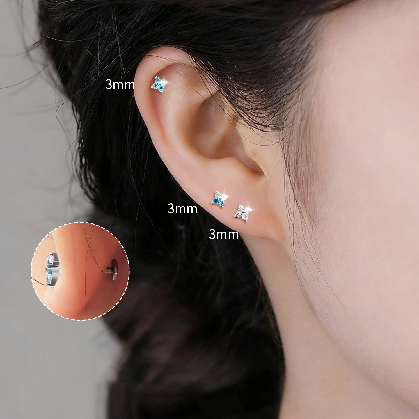 Boucles d'oreilles en titane et opale en forme de fleur de cerisier 