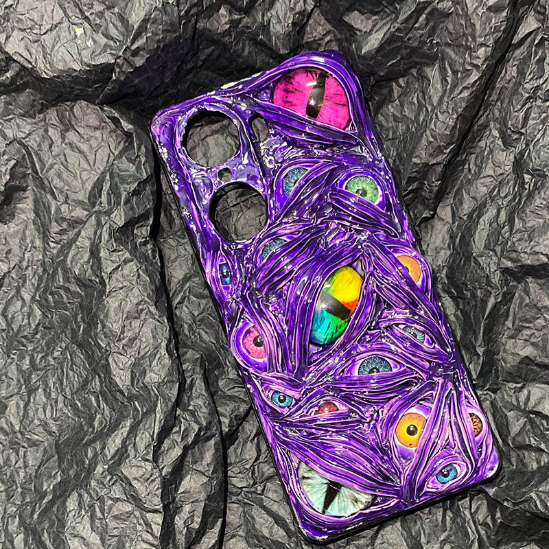"Prismatic Void" 3D Slime Phone Case | Holographic Dragon Eye & Wet Texture Art
